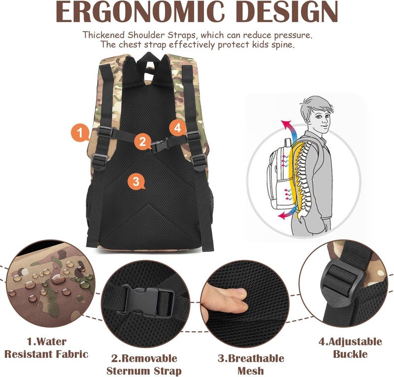 SunForMorning Kids Tactical Backpack Army Molle Bookbag Military Boys Backpack for School, Outdoor, Camping, CM - Image 5